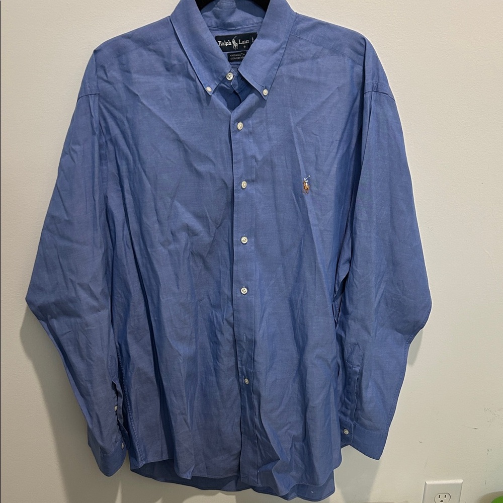 Ralph Lauren Blue Long-Sleeve Button-Down Dress Shirt
